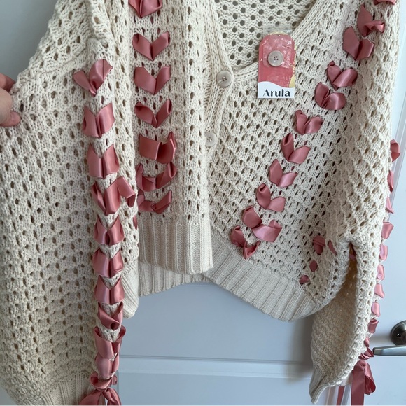 NEW Arula Pink Ribbon Cardigan Plus Size A / 1X NWT - Picture 8 of 11